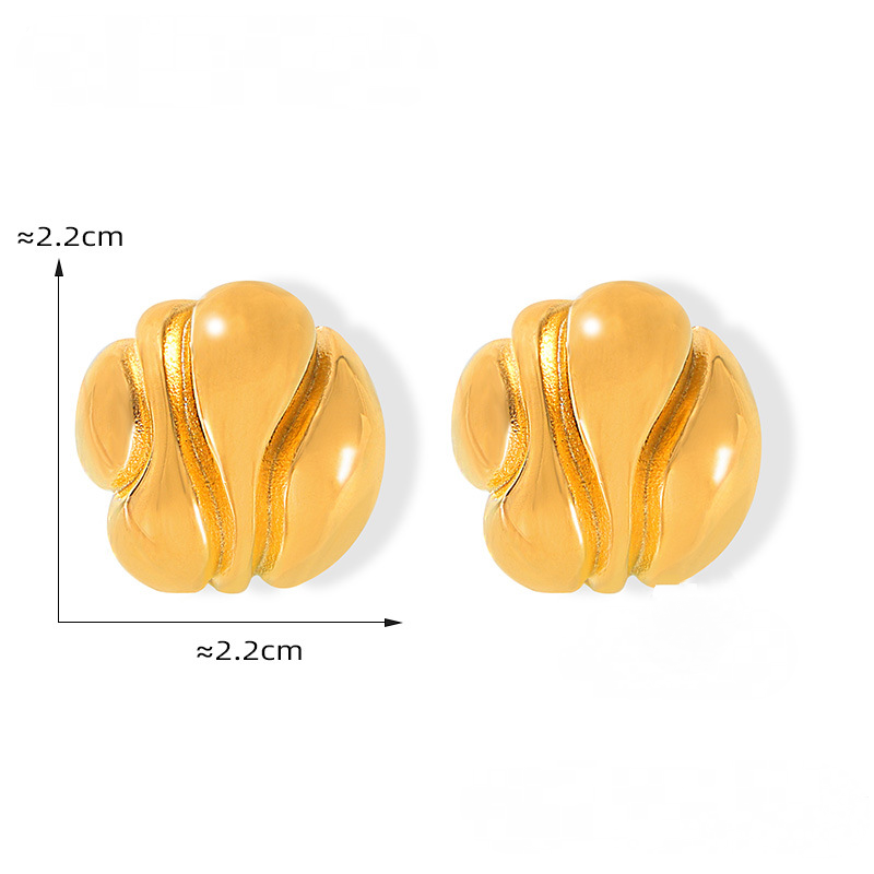 Stainless Steel Simple Lines Texture Stud Earrings