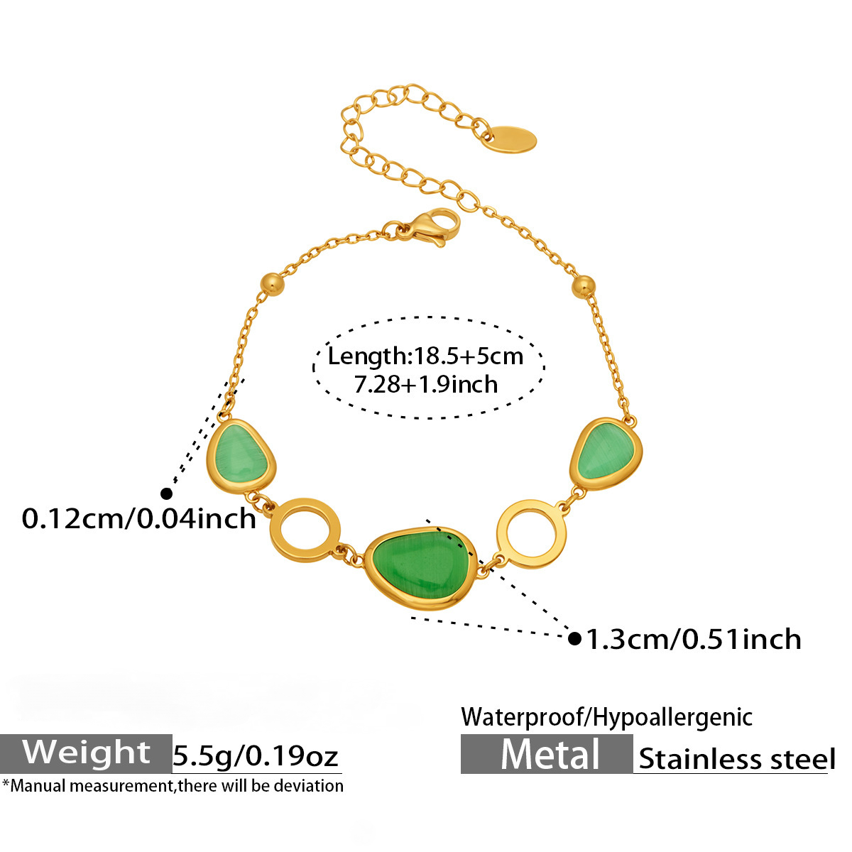 Stainless Steel Oval Cat's Eye Stone Necklace Bracelet Earrings Jewelry Set