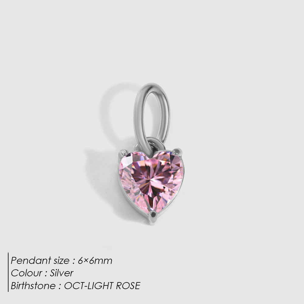 Stainless Steel Heart-shaped Cubic Zirconia Pendant