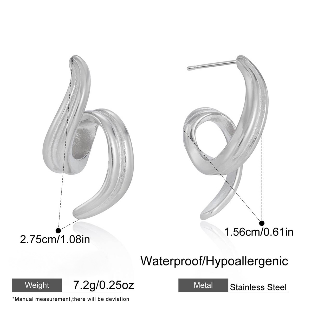 Stainless Steel Spiral Stud Earrings