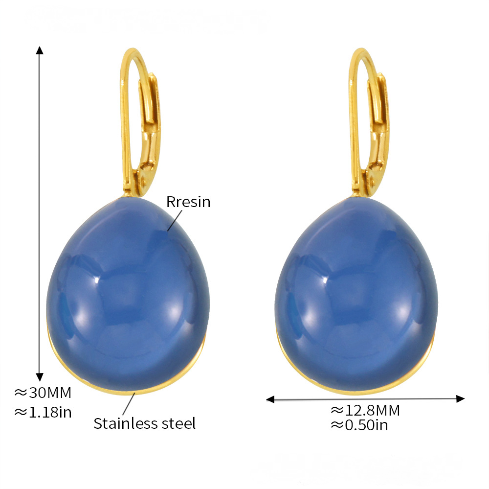 Stainless Steel Resin Drop Shape Multicolor Earrings