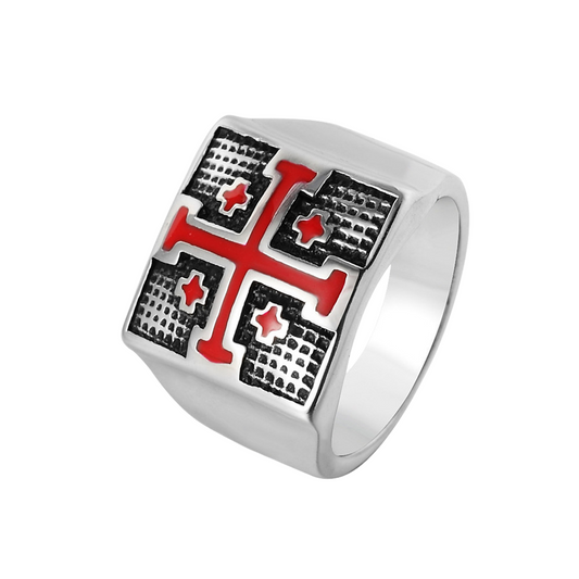Red Cross Men's Stainless Steel Ring