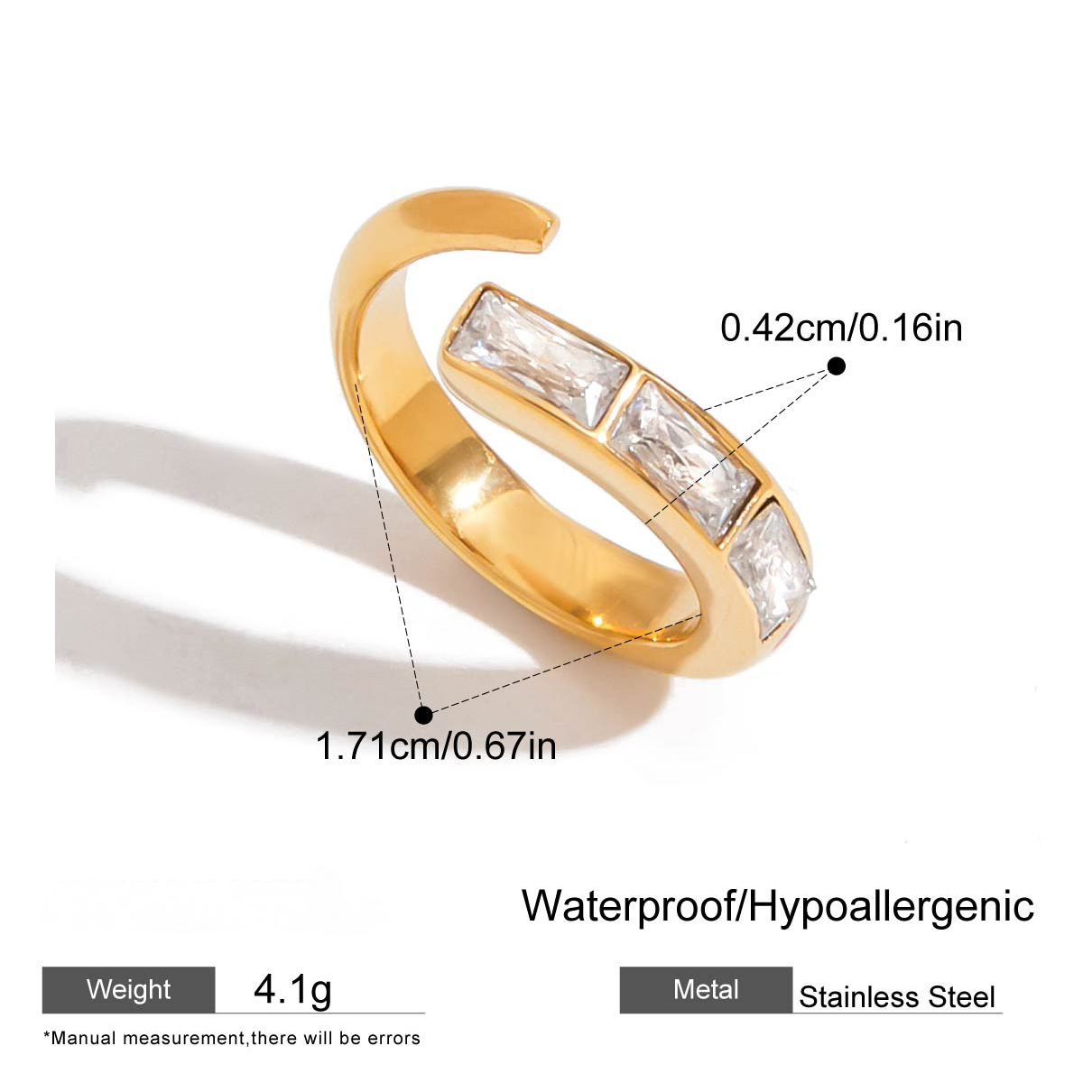 Stainless Steel Colored Diamond Finger Ring Combination