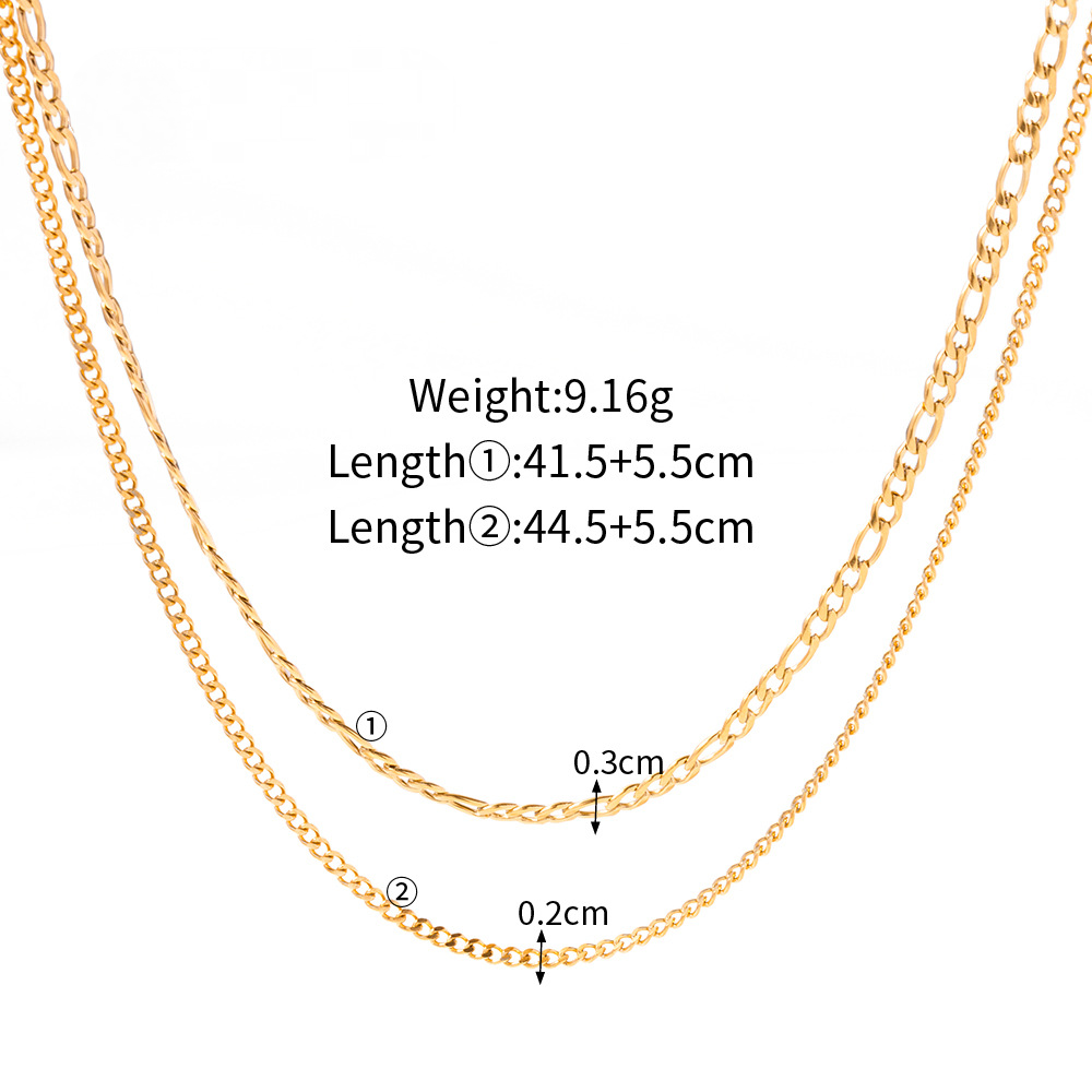 Stainless Steel Double-layer Figaro Chain Necklace