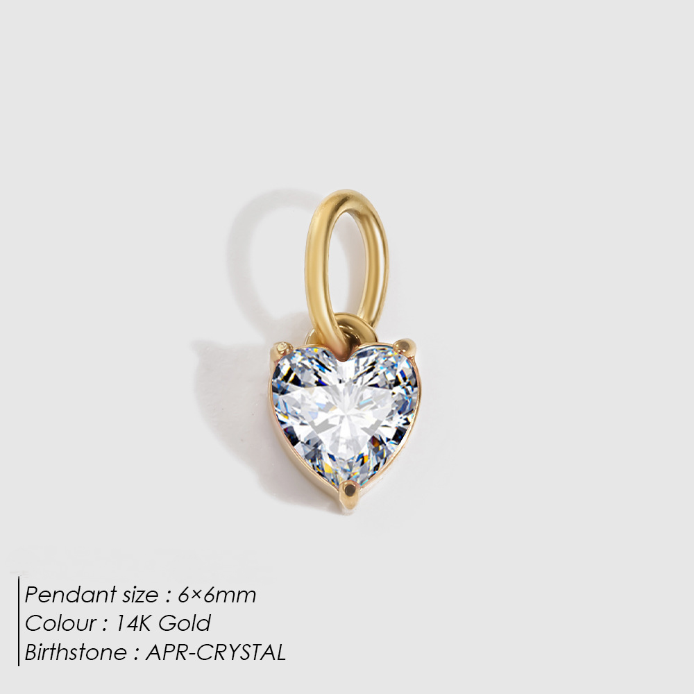 Stainless Steel Heart-shaped Cubic Zirconia Pendant