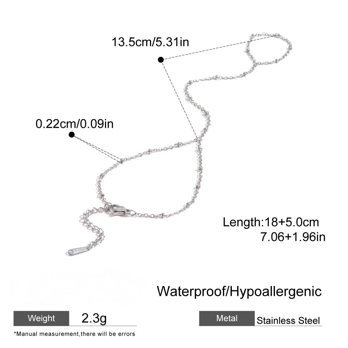 Stainless Steel Ball Chain Finger Bracelet