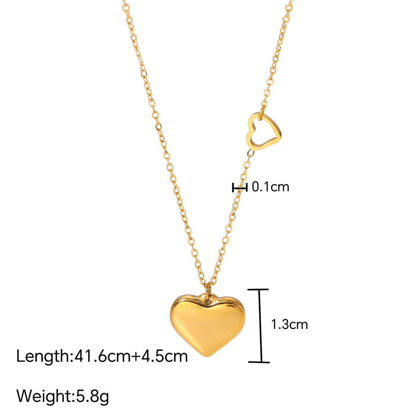 Stainless Steel Double Heart-shaped Pendant Necklace