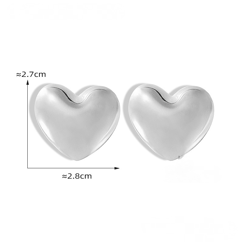 Stainless Steel Brushed Heart Stud Earrings