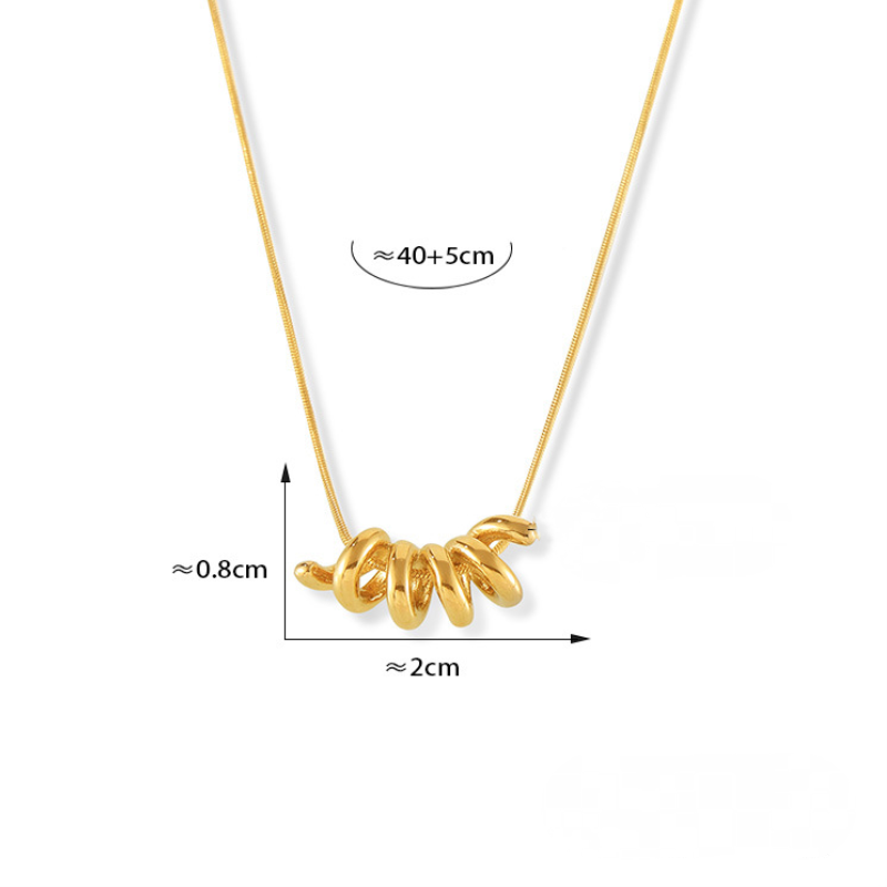 Stainless Steel Twisted Line Bar Pendant Necklace
