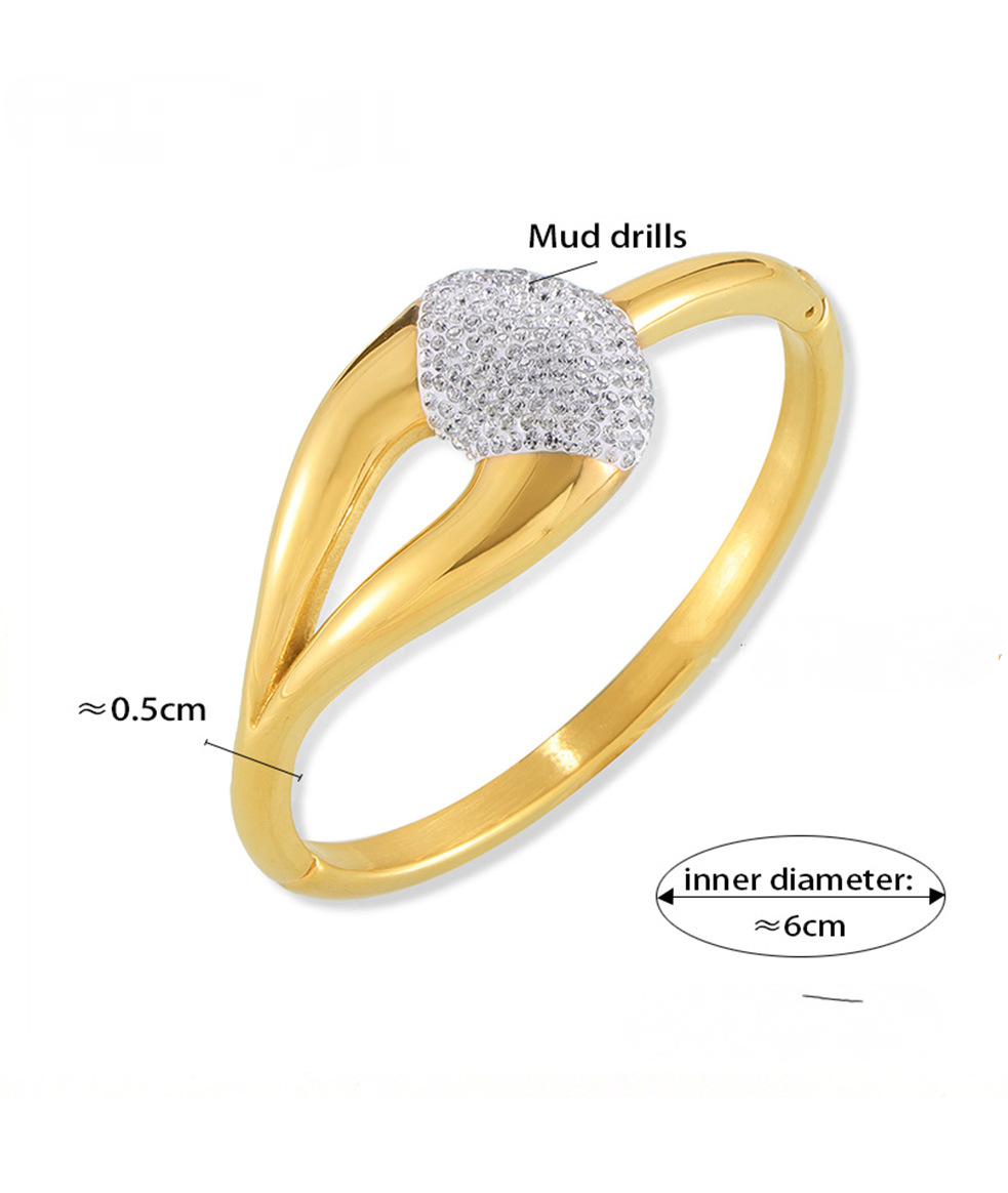 Stainless Steel Geometric Patchwork Design Inlay Mud Drills Bracelet