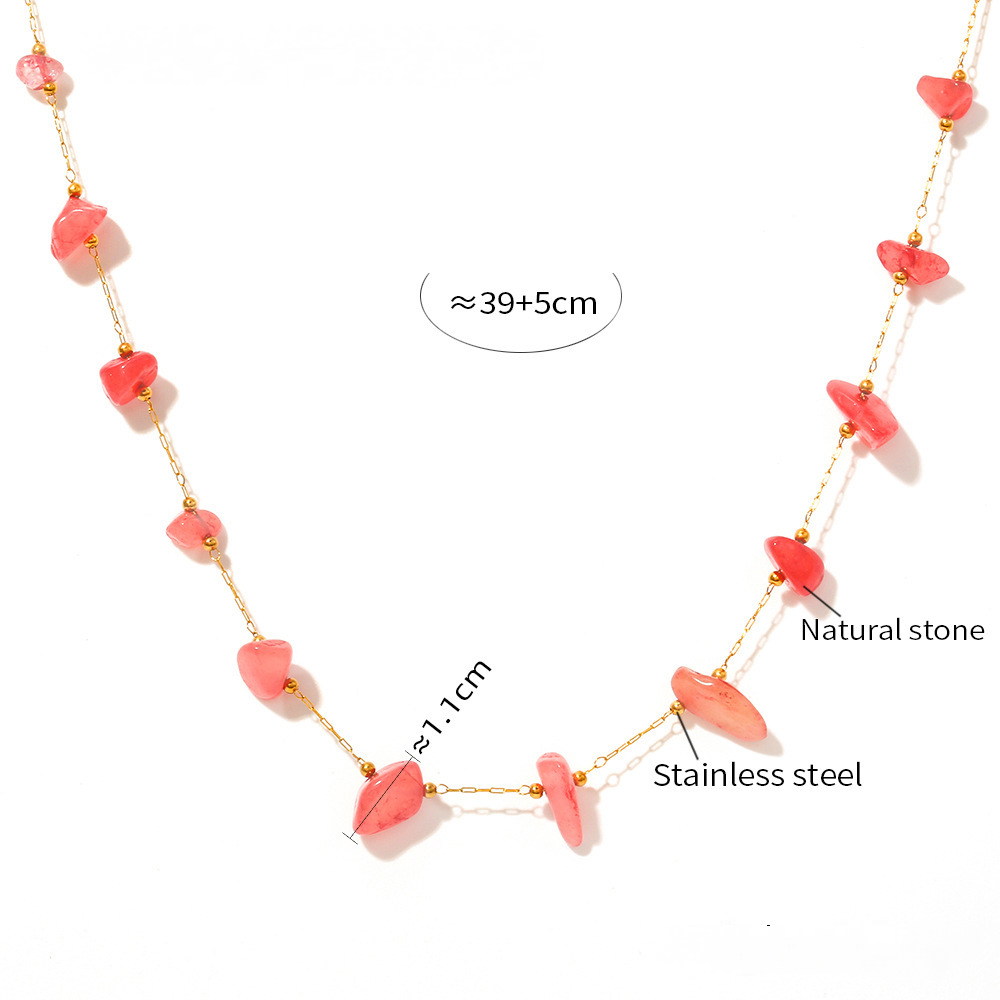 Red Natural Stone Beaded Necklace Bracelet Jewelry Suit