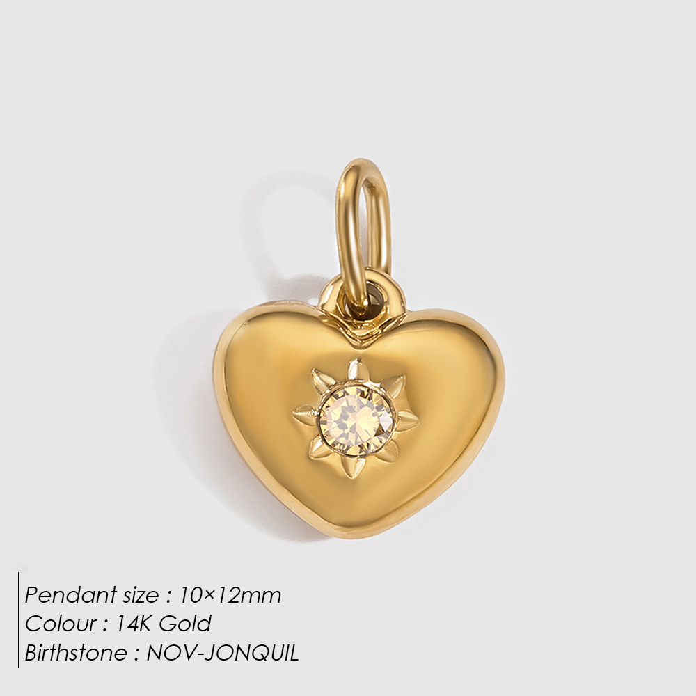 Stainless Steel Rhinestone Heart Pendant