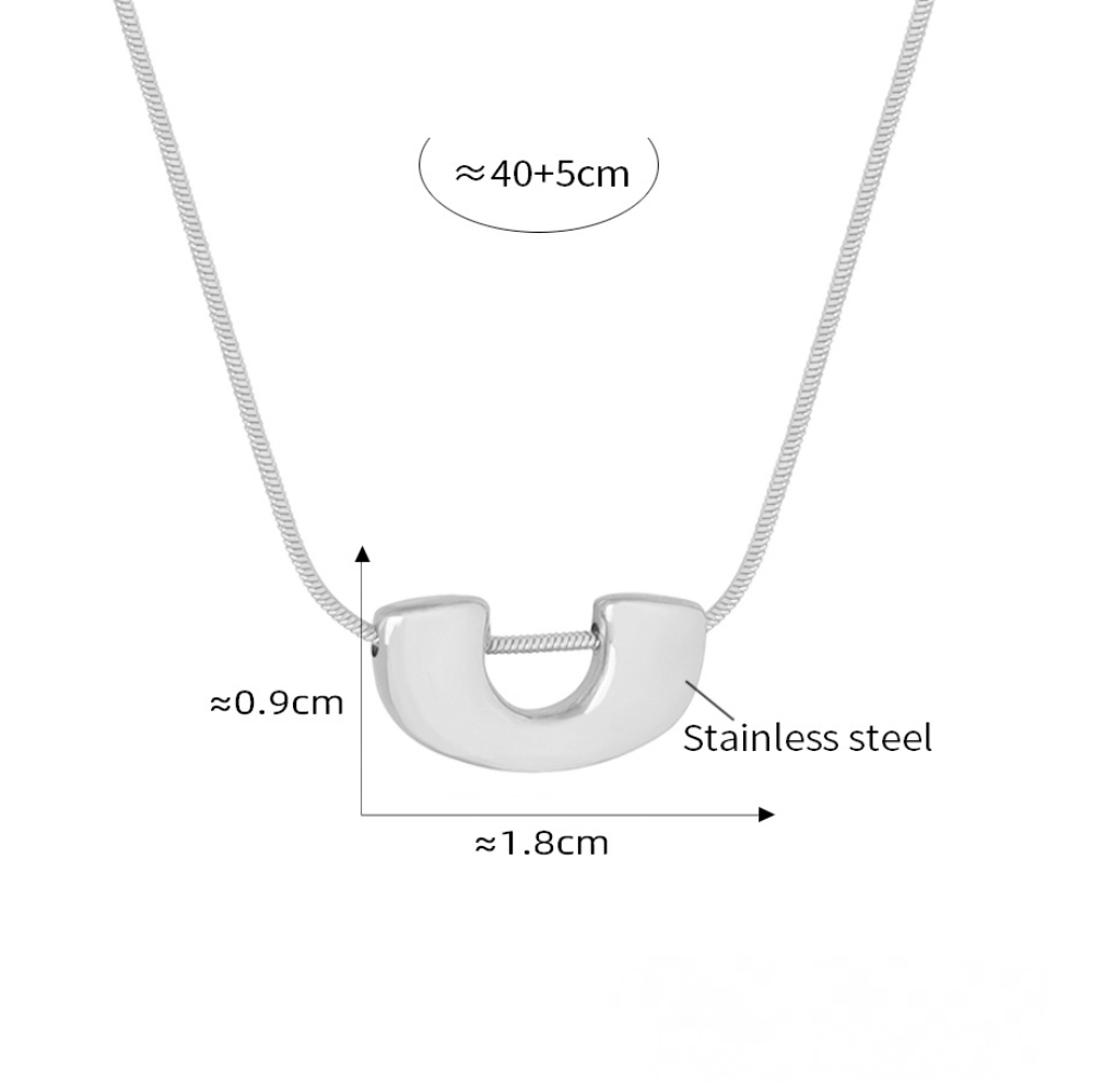 Stainless Steel U Shape Pendant Necklace Earrings Jewelry Suit