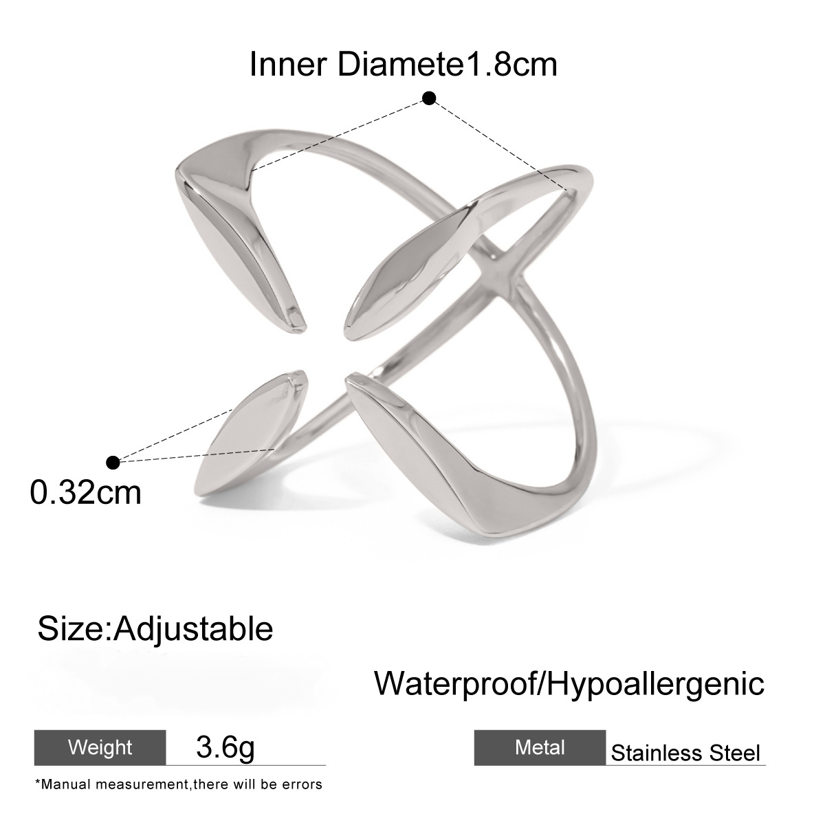 Stainless Steel Cross Opening Ring