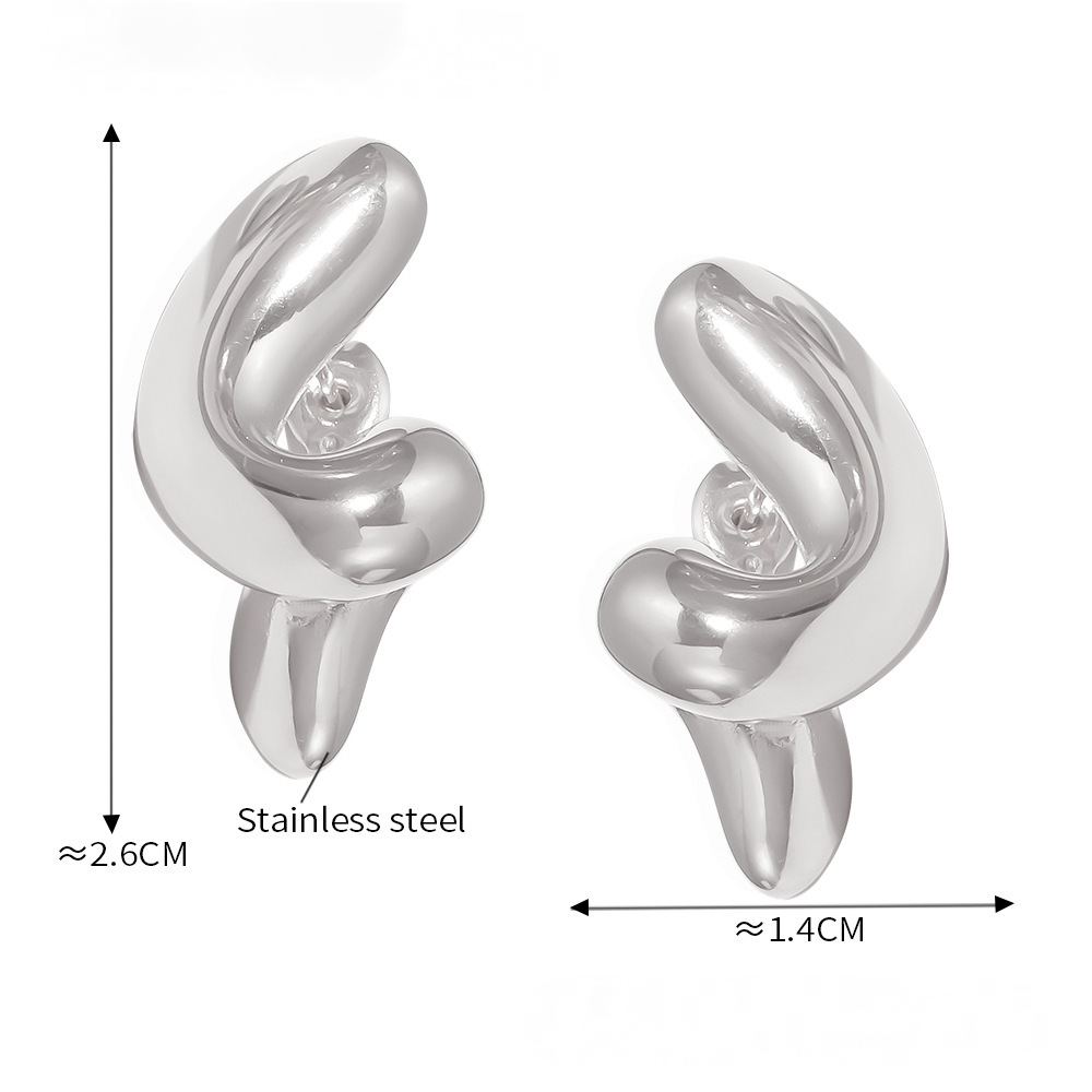 Stainless Steel Polished Minimalist Spiral Hoop Earrings