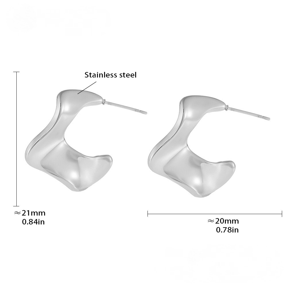 Stainless Steel Irregular Texture Women's Hoop Earrings