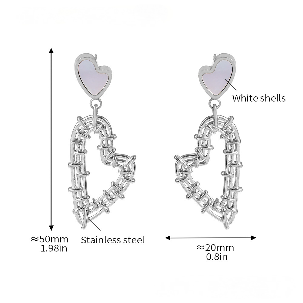 Hollow Braided Heart Pendant Necklace Earrings Jewelry Suit