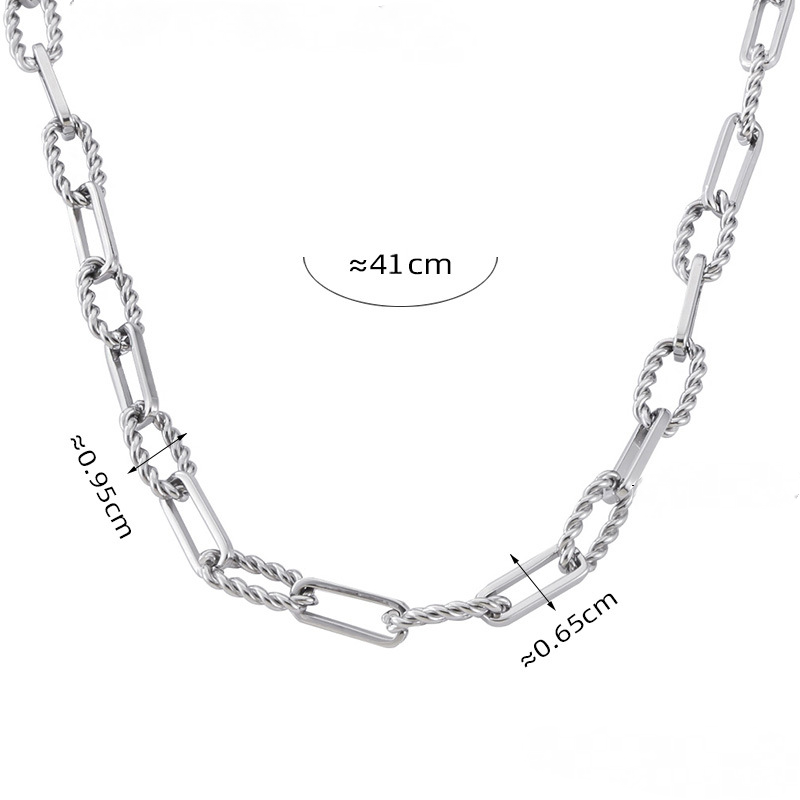 Paperclip Chain Twist Stitching Bracelet Necklace Jewelry Suit