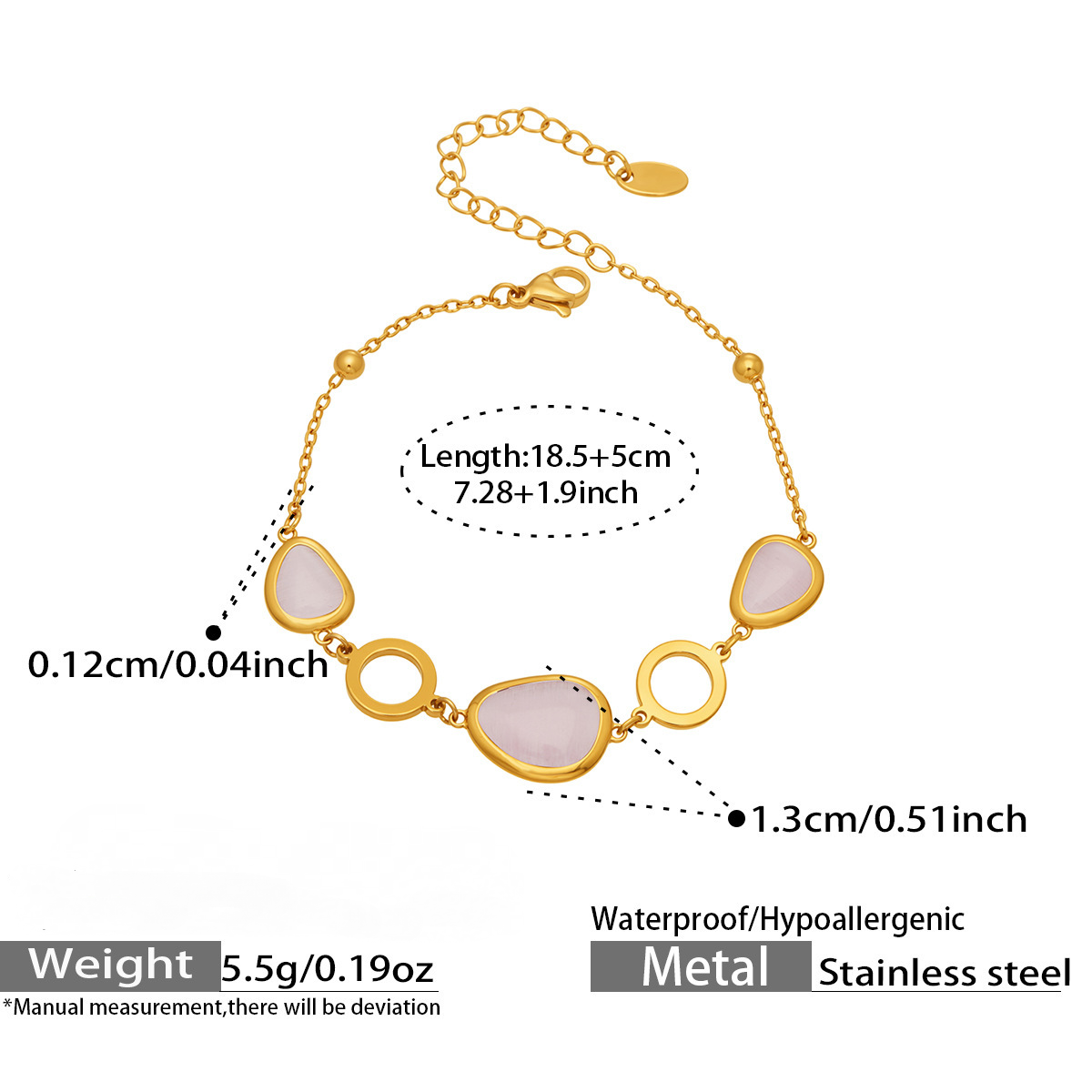 Stainless Steel Oval Cat's Eye Stone Necklace Bracelet Earrings Jewelry Set
