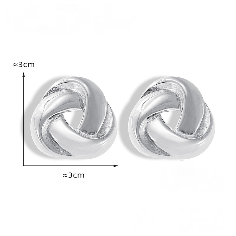 Stainless Steel Twisted Triangle Stud Earrings