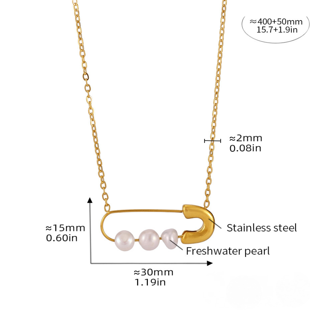 Stainless Steel Paper Clip Pendant Necklace