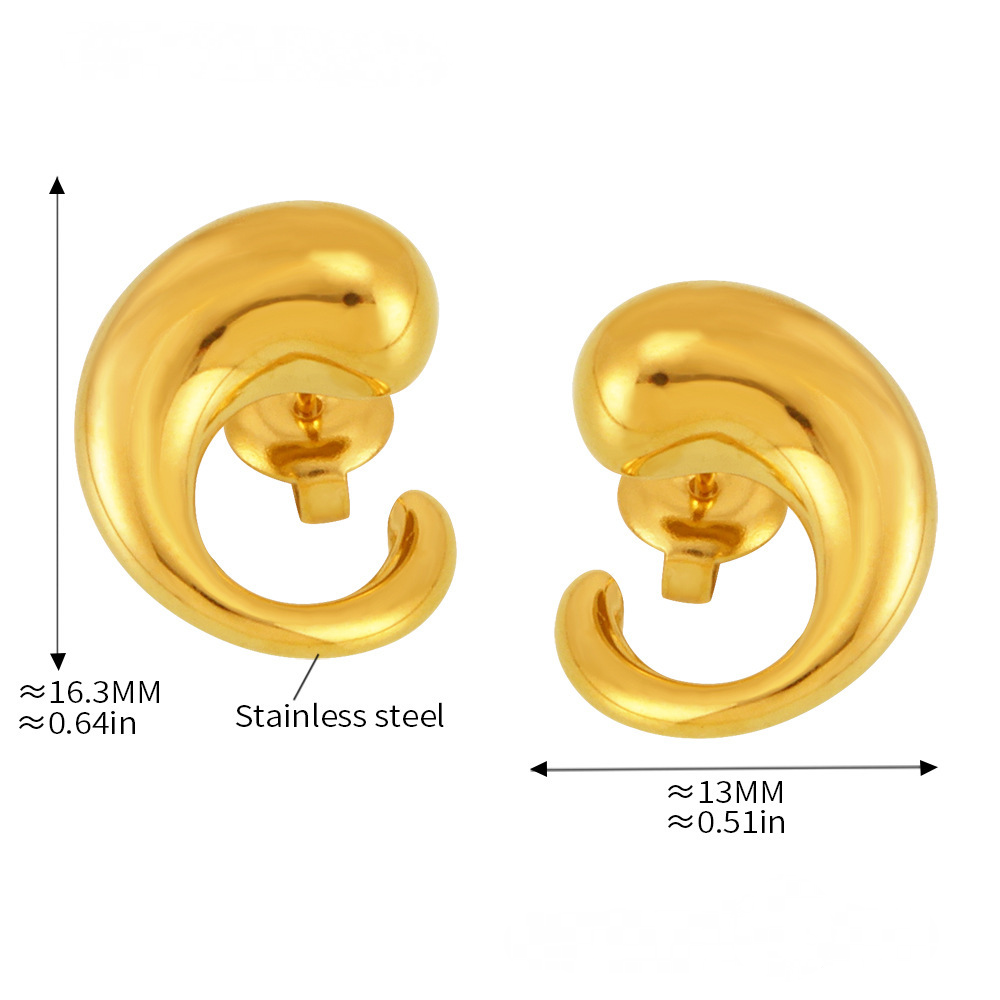 Stainless Steel Simple Curved Water Drop Earrings