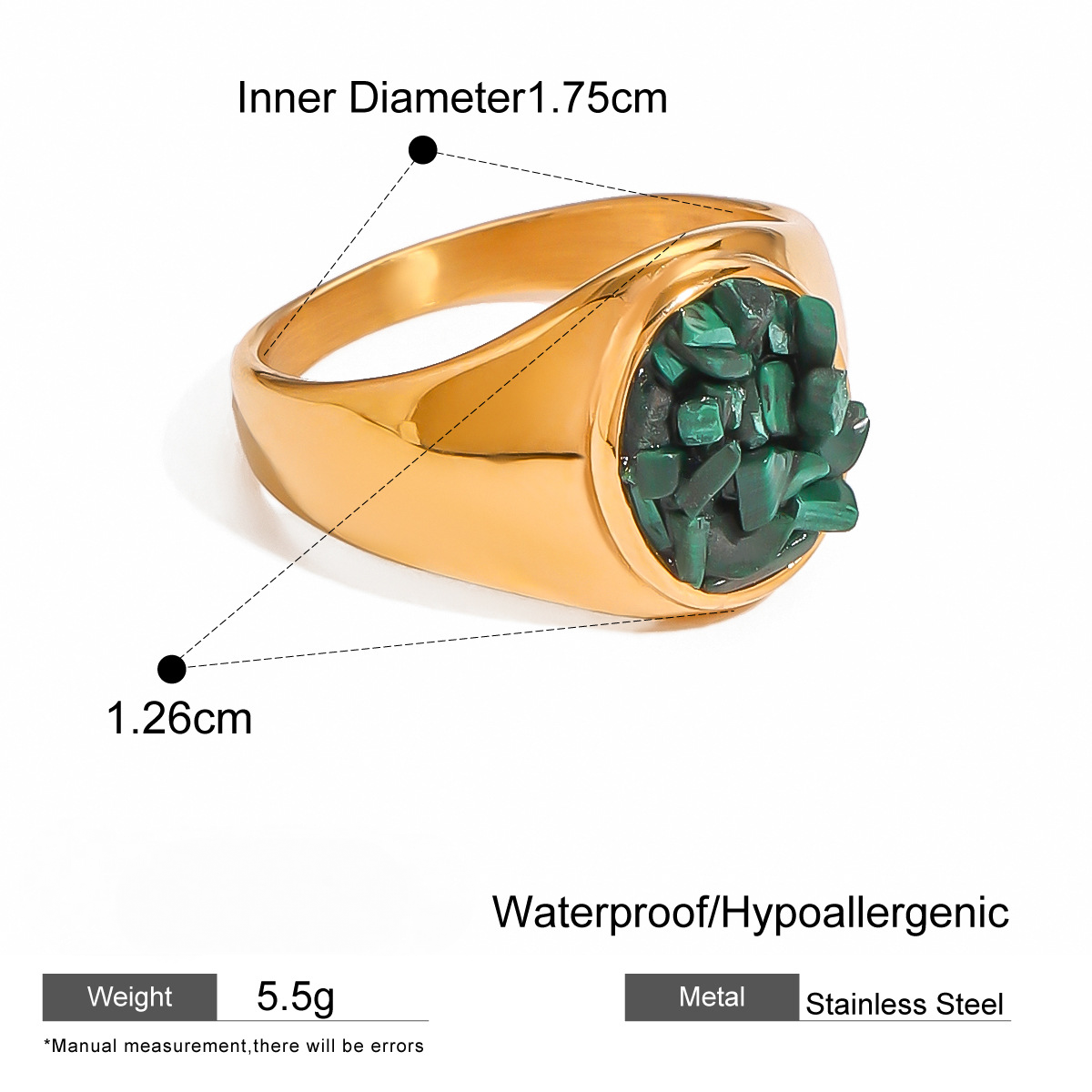 Stainless Steel Natural Stone Gravel Ring Collection