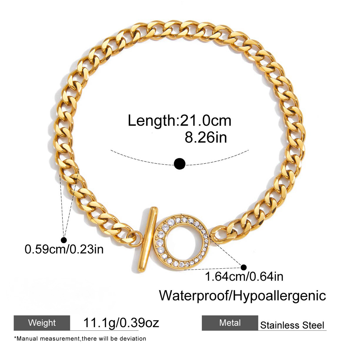 Stainless Steel Triangular CZ Tennis Chain Bracelet
