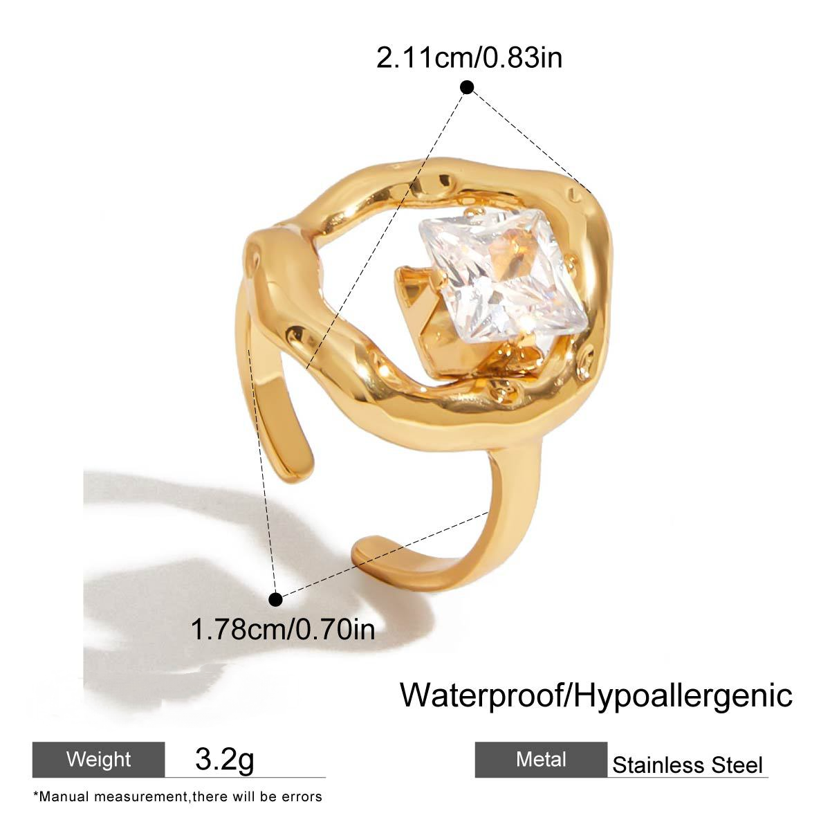 Stainless Steel Cubic Zirconia Ring Combination