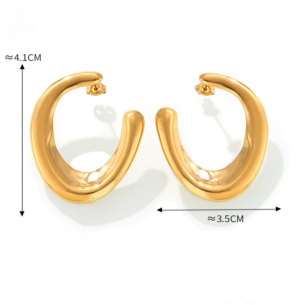 Stainless Steel Irregular Arc Hoop Earrings