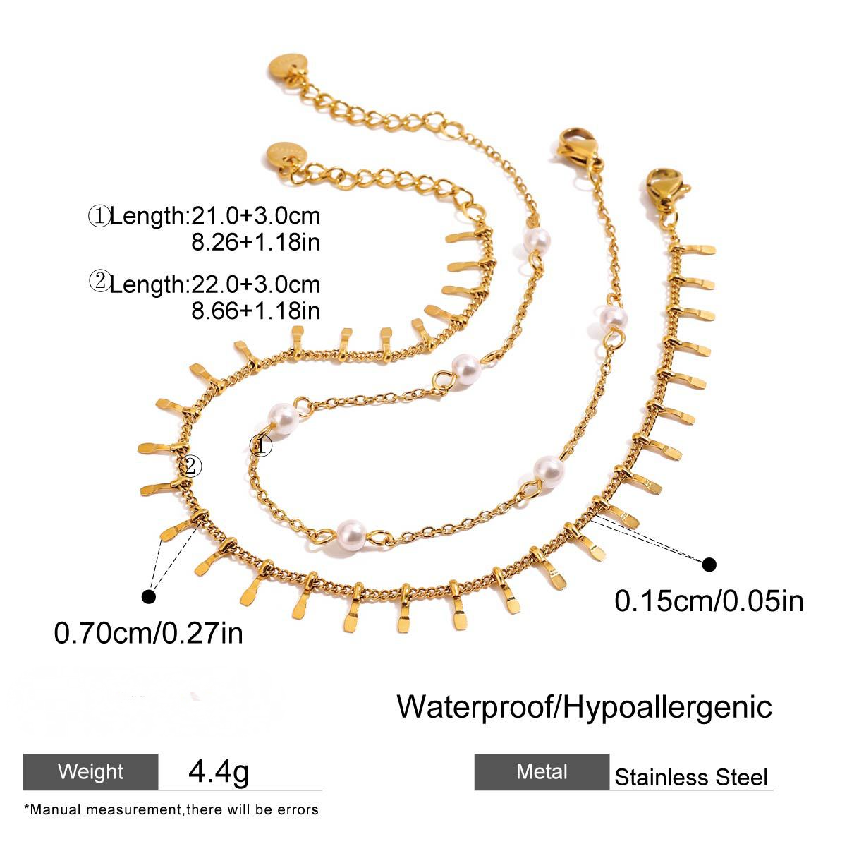 Stainless Steel Freshwater Pearl Double-layer Anklet