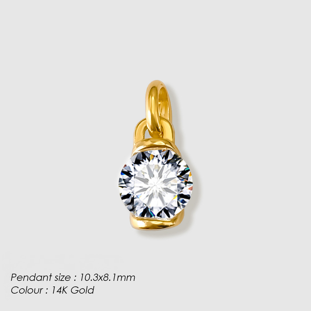 Stainless Steel Moon Star Cubic Zirconia Pendant