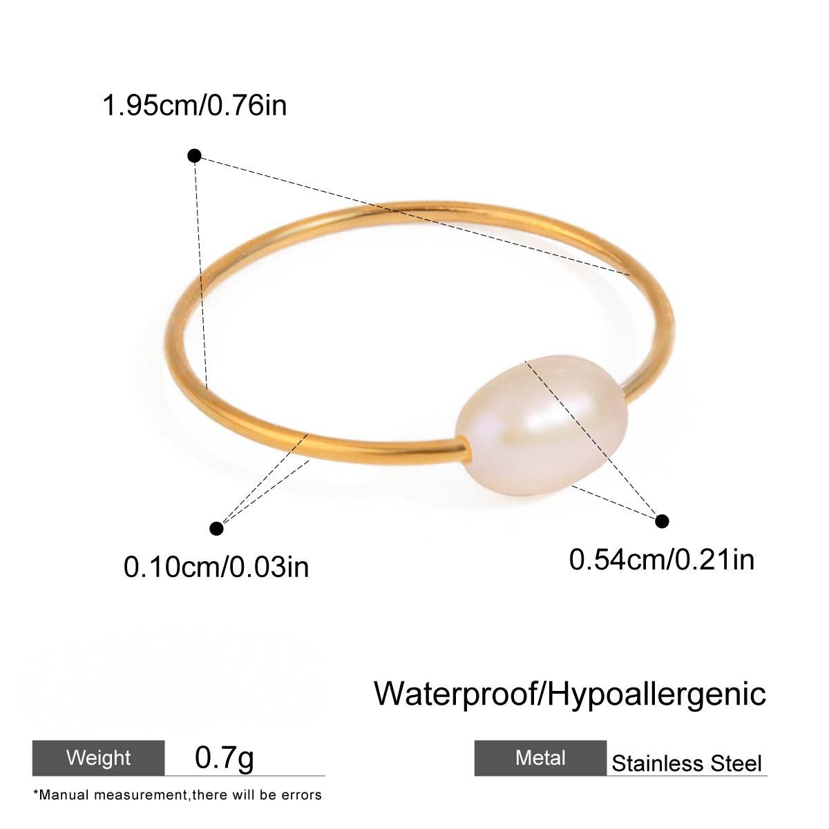 Stainless Steel Freshwater Pearl Ring