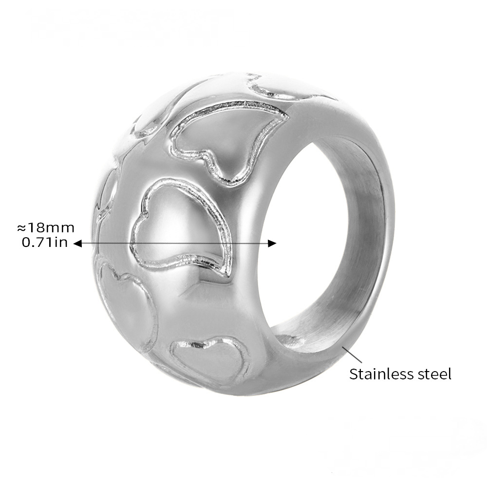 18K Gold PVD Stainless Steel Heart Pattern Ring