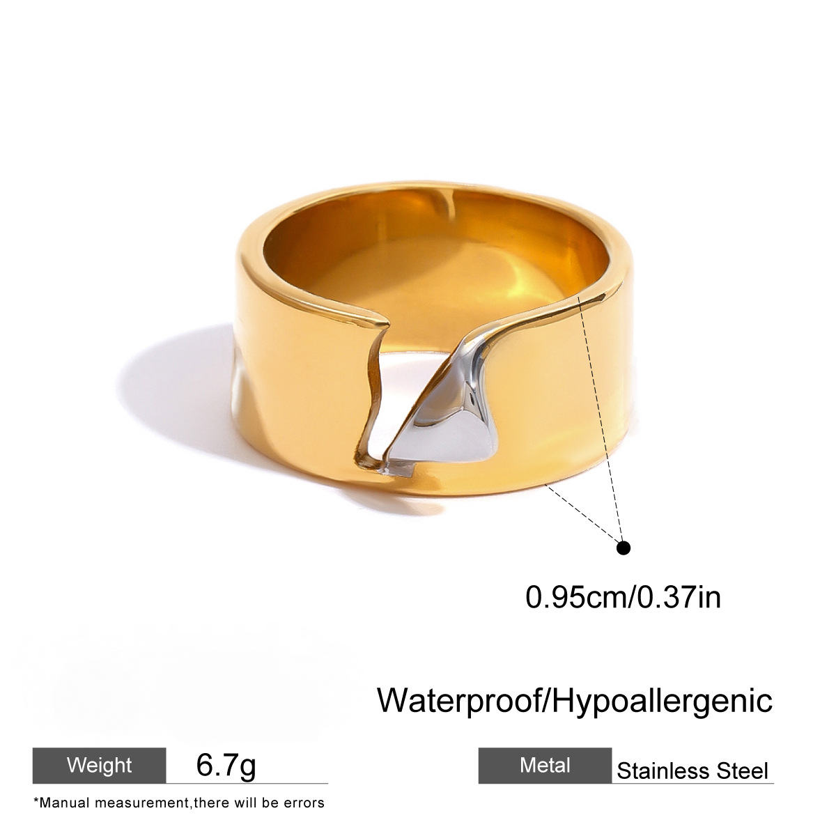 Stainless Steel Two-Tone Gold and Steel Ring Combination