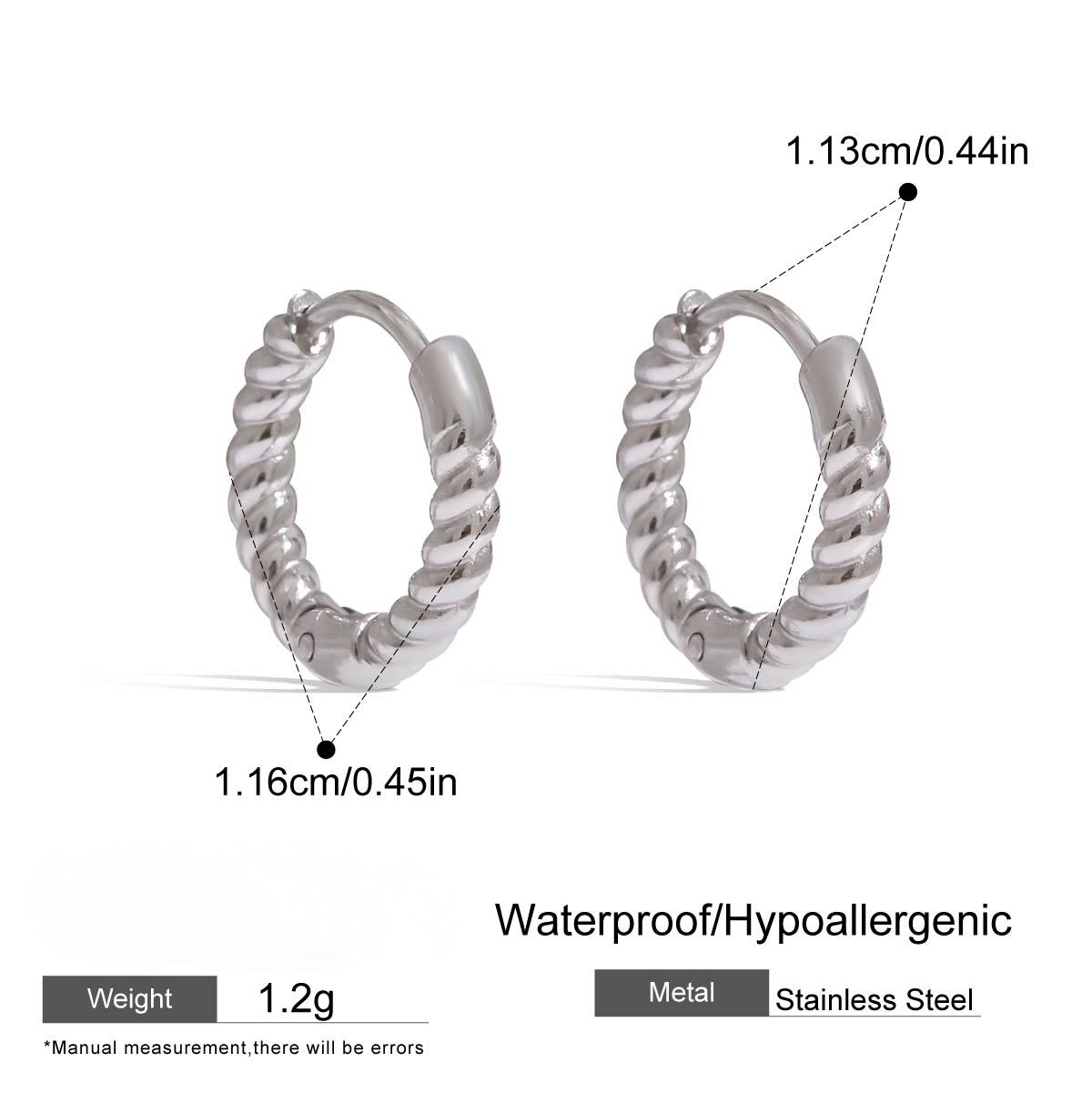 Stainless Steel 18K Gold PVD Twisted Rope Hoop Earrings