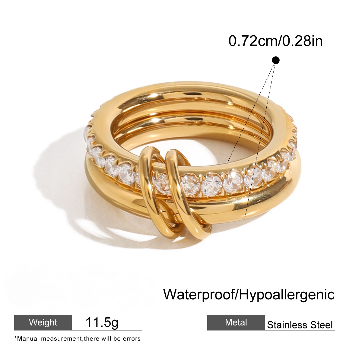 Stainless Steel Cubic Zirconia Ring Combination
