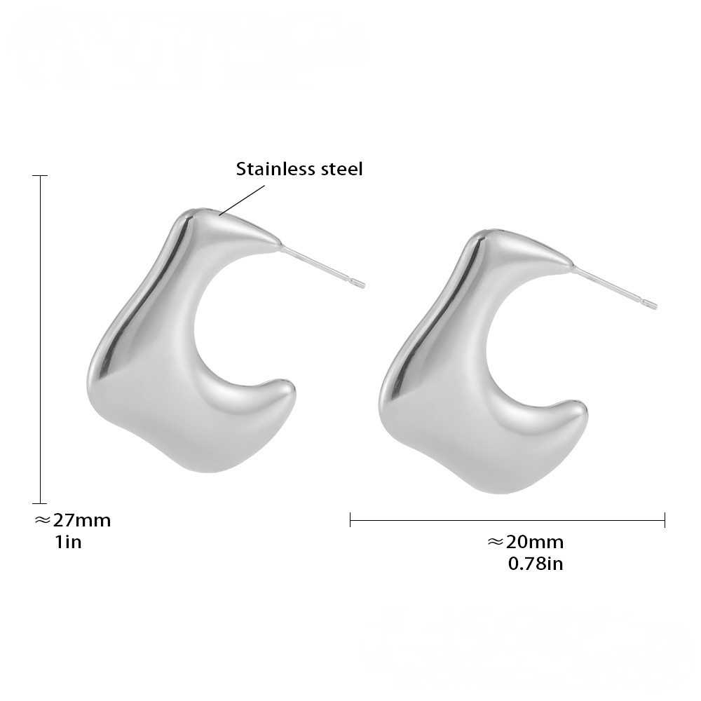 Stainless Steel Irregular Texture Women's Hoop Earrings