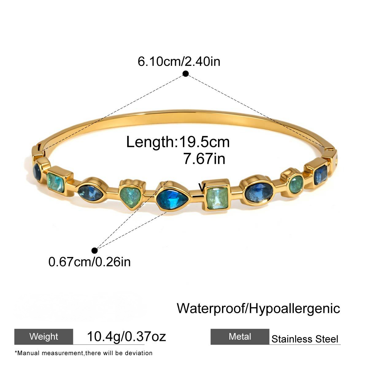 Stainless Steel Geometric Cubic Zirconia Bangle