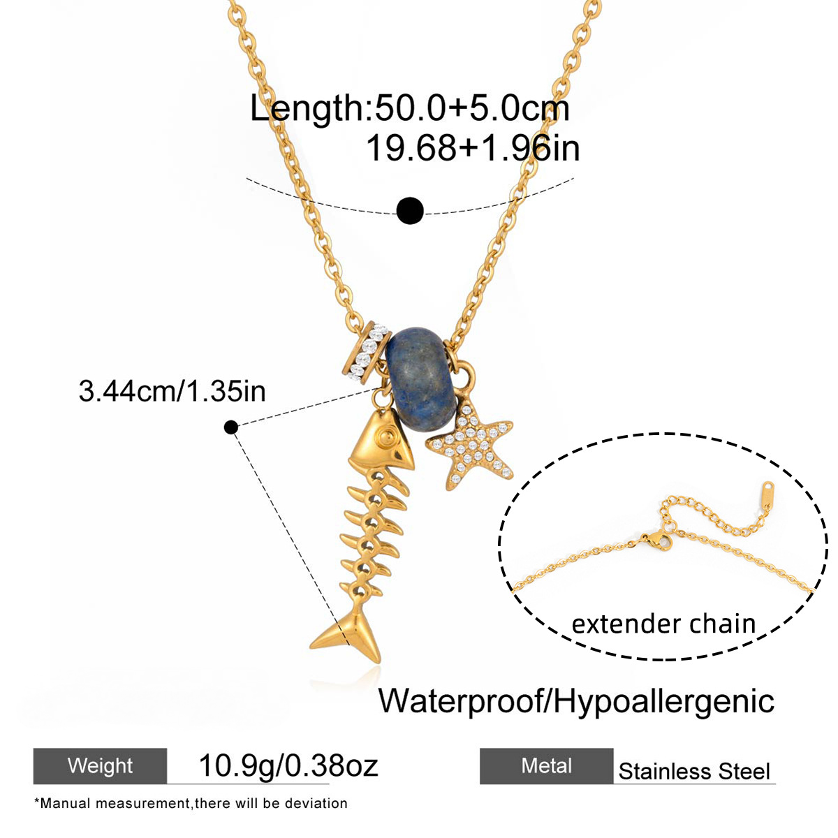 Stainless Steel Vacation Fish Pendant Necklace