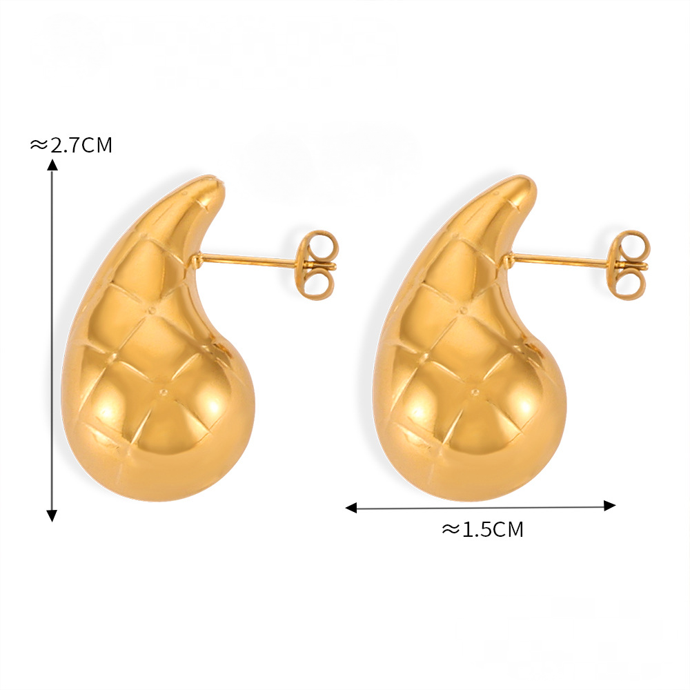 Stainless Steel Textured Exaggerated Hoop Earrings