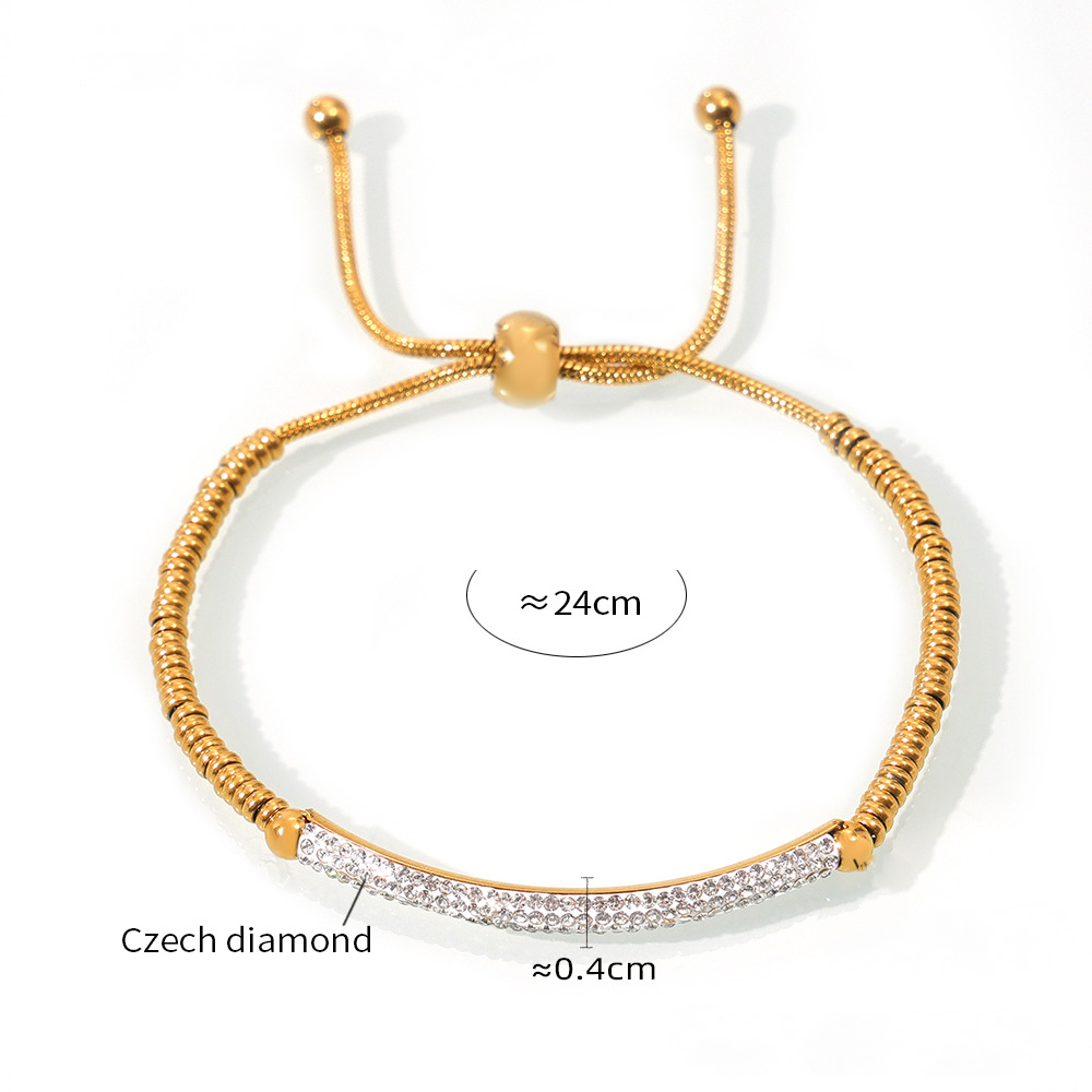 Stainless Steel Czech Diamond Snake Chain Bracelet