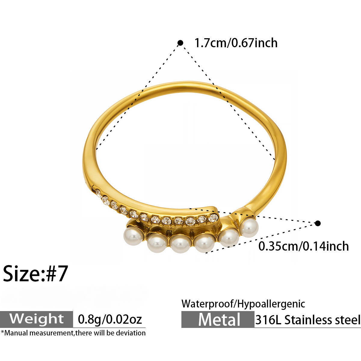 Stainless Steel 18K Gold PVD Cubic Zirconia Ring