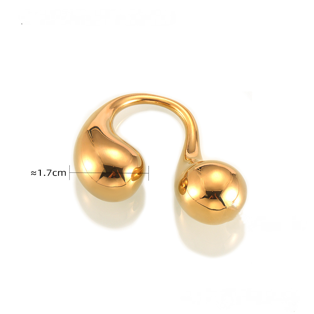 Stainless Steel Double Water Drop Shape Cuff Ring