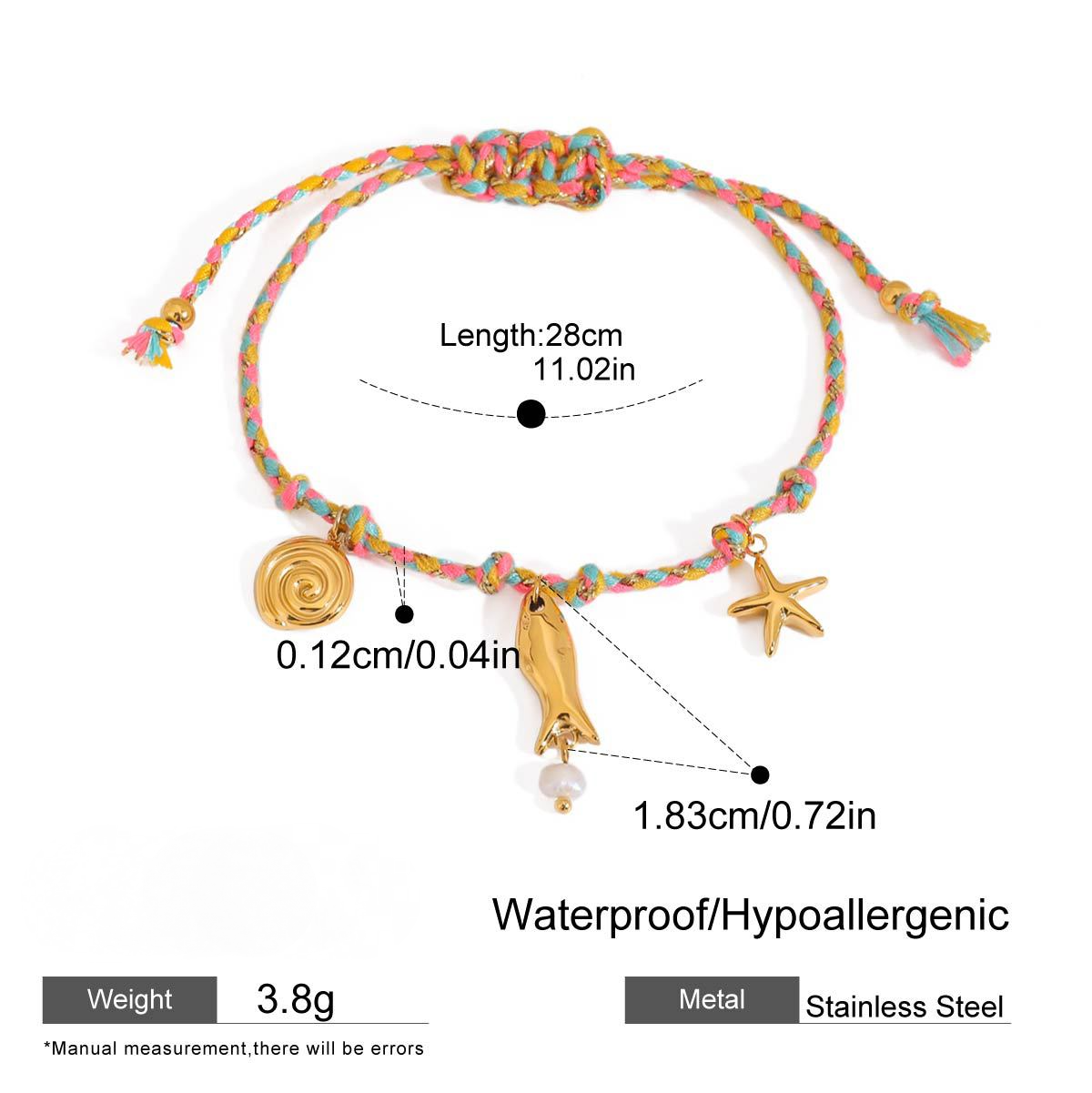 Stainless Steel Ocean Pendant Woven Bracelet With Hand Rope