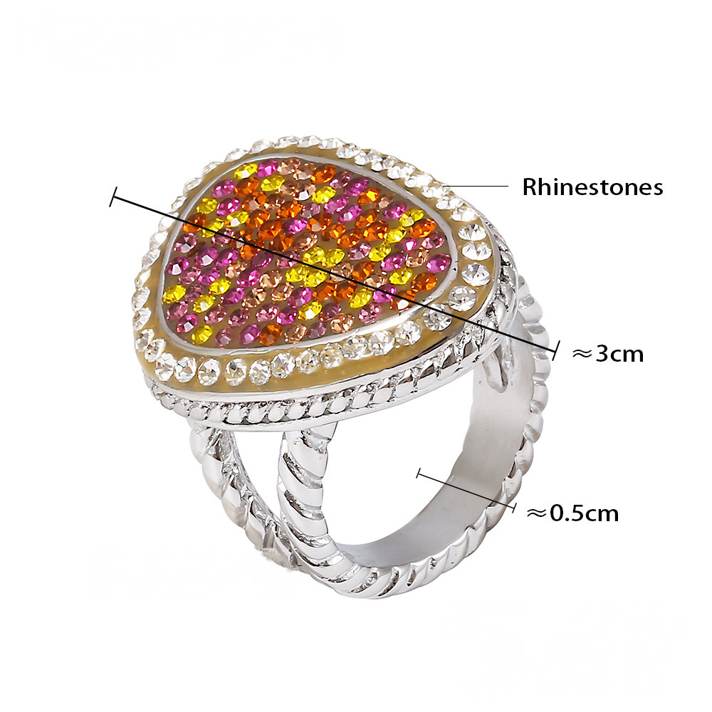 Stainless Steel Rhinestone Twist Edge Ring