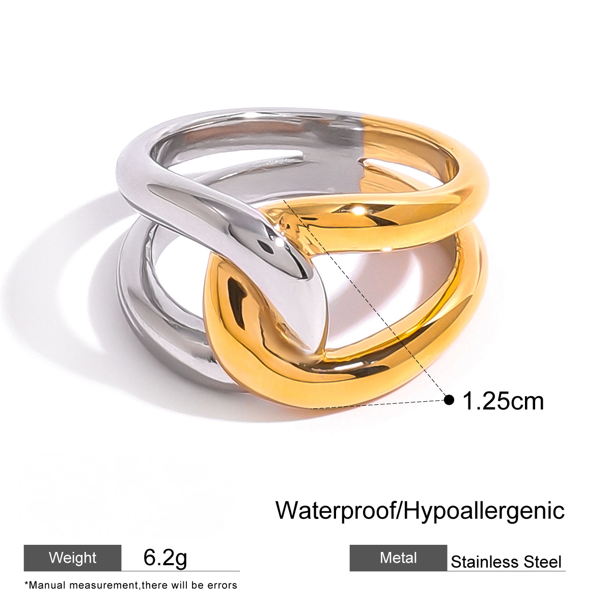 Stainless Steel Two-Tone Gold and Steel Ring