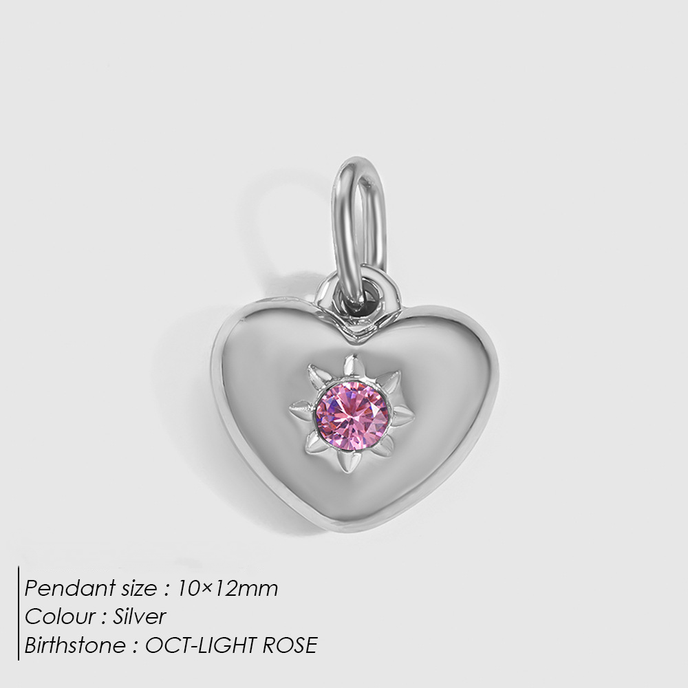 Stainless Steel Rhinestone Heart Pendant