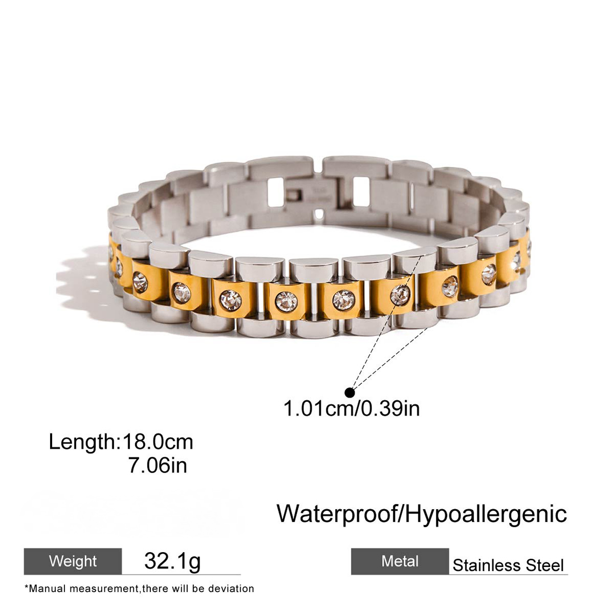 Stainless Steel Strap Cubic Zirconia Bracelet