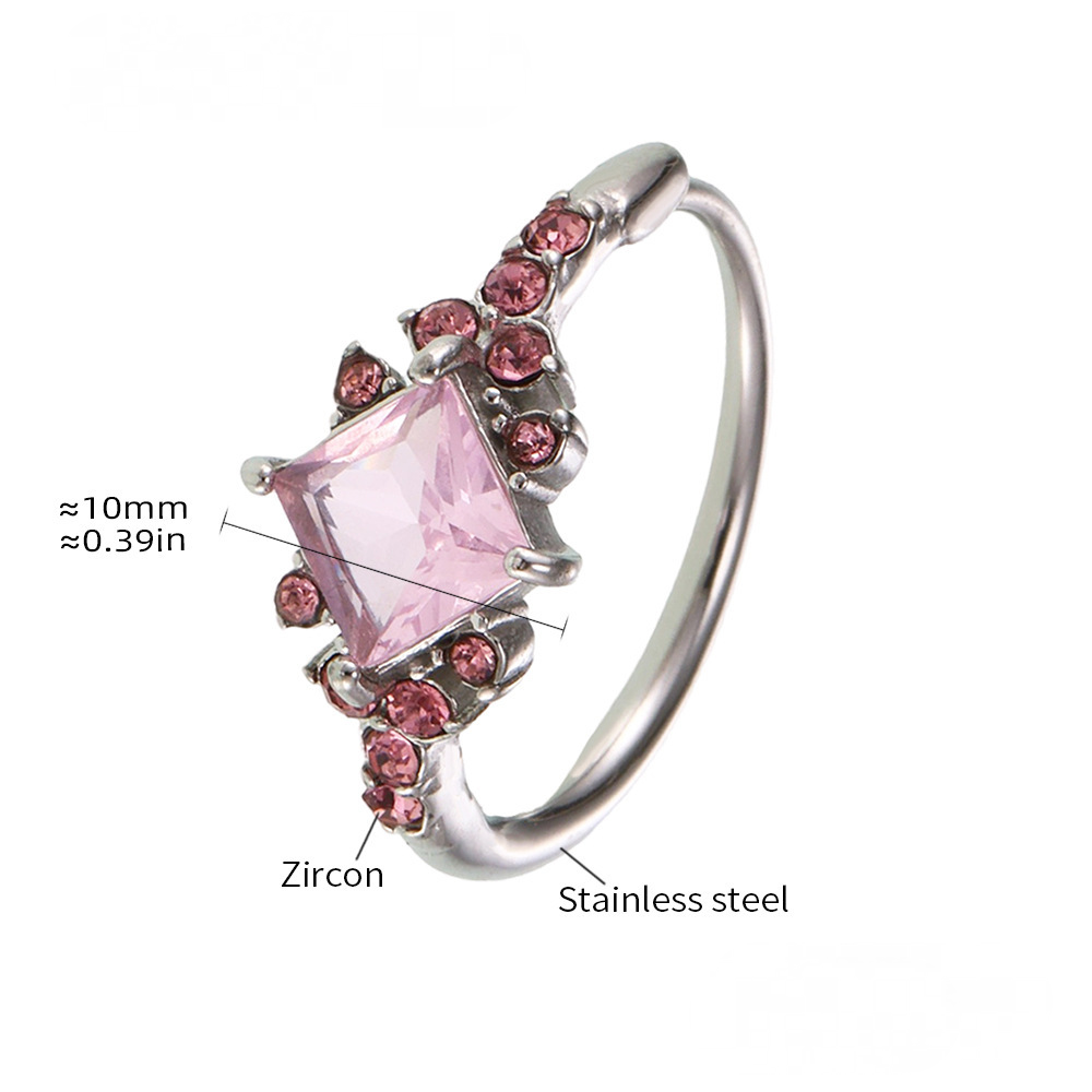 Square Cubic Zirconia Adjustable Stainless Steel Ring